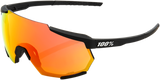 100% Racetrap Sunglasses - Soft Tact Black - HiPER Red Multilayer Mirror Lens 61037-100-43