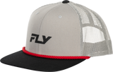 Fly Racing Fly Trucker Hat Grey - Adjustable Snapback with Curved Bill