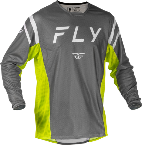 Fly Racing Kinetic Mesh Center Jersey Grey/White/Hi Vis Small (Part #379-314S)
