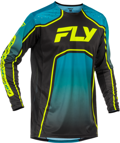 Fly Racing Rayce Bicycle Jersey Teal/Black/Lime Large - Long Sleeve Performance Jersey
