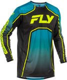 Fly Racing Rayce Bicycle Jersey Teal/Black/Lime Small - Long Sleeve Performance Cycling Shirt
