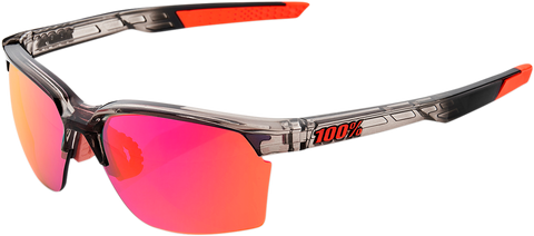 100% Sportcoupe Sunglasses - Polished Translucent Crystal Smoke - Purple Multilayer Mirror Lens 61020-253-72