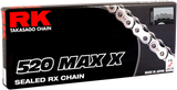 RK 520 MAX-X Sealed RX-Ring Chain, 150 Links, Black and Chrome, Part Number 520MAXX-150-BC