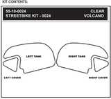 STOMPGRIP Volcano Tank Grips, Clear/Black, Honda CBR 2013–2025, Part Number 55-10-0024H