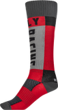 Fly Racing Youth MX Socks Thick Red/Grey with Arch and Ankle Support