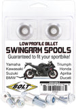 BOLT Silver Billet Aluminum Swingarm Spools, Model 2009-SSS.S