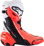 Alpinestars Supertech R Vented Motorcycle Boots Black/Fluorescent Red/White US 7.5, EU 41, Part Number 2220121-124-41