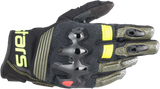 Alpinestars Halo Motorcycle Gloves Forest Black/Fluo Yellow Large 3504822-6085-L