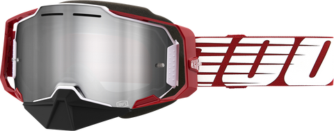 100% Armega Snow Goggle - Oversized Red - Flash Silver Mirror Lens 50008-00006