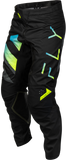 Fly Racing Kinetic Volt Motorcycle Pants Black/Grey/Teal/Yellow, Size 28, Part Number 380-55028