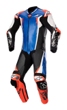 Alpinestars Racing Absolute v2 1-Piece Leather Motorcycle Suit, Metallic Blue/Black/White/Red Fluo, US 40 / EU 50, Part 3156323718350