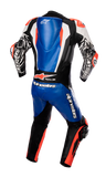 Alpinestars Racing Absolute v2 1-Piece Leather Motorcycle Suit, Metallic Blue/Black/White/Red Fluo, US 48 / EU 58