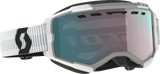 SCOTT Fury Snow Cross Goggles, White with Enhancer Aqua Chrome Lens, Medium to Large Fit, Part Number 2786050002351