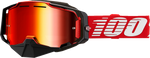 100% Armega Snow Goggle - Red - Red Mirror 50008-00008