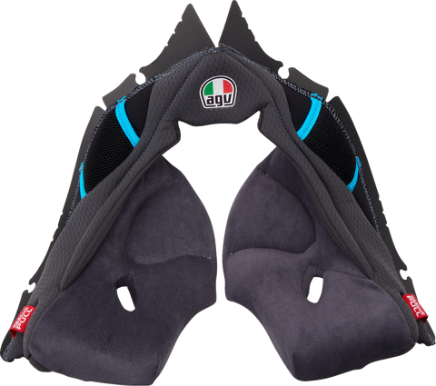 AGV Pista GP RR Cheek Pads - Gray/Cyan - 2XL 201850005623G2X