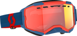 SCOTT Fury LS Snow Cross Goggles, Dark Blue and Neon Red, Light-Sensitive Red Chrome Lens, Part 278604-7698341