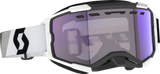 SCOTT Fury LS Snow Cross Goggles, Premium Black/White, Light Sensitive Blue Chrome Lens, Part Number 2786047702307