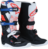 Moose Offroad Youth Tech 7S Boots Black/White/Red/Blue, US Size 8, Part Number 0215024-1297-8