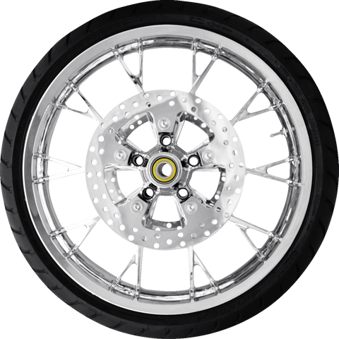 Coastal Moto Marlin Front Wheel with Chrome Finish * 21 Inch, 11.8 Inch Rotor, Dunlop 130/60B21 Tire * Part Number PKG-MAR213CH-ABST