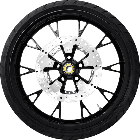 COASTAL MOTO Marlin Front Wheel - Solid Black 21 Inch with 11.8 Inch Rotors and Dunlop 130/60B21 Tire | Part PKG-MAR213SB-ABST