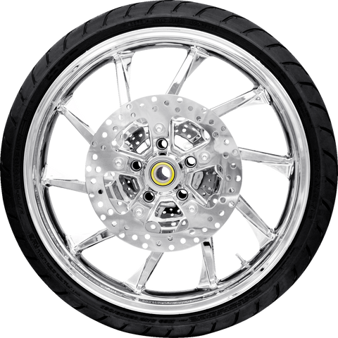 COASTAL MOTO Hurricane Front Wheel with 21-Inch Chrome Finish and Dunlop Tire for Harley FLHXST/FLTRXST/FLRT Models PKG-HUR213CH-ABST