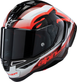 Alpinestars Supertech R10 Helmet – Team Black/Carbon Red/Gloss White, Medium, 8200224-1352-M