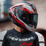 Alpinestars Supertech R10 Helmet Team Black/Carbon Red/Gloss White, XS - 8200224-1352-XS