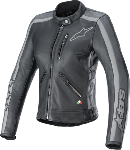 ALPINESTARS Stella Dyno Leather Jacket - Black Tar Gray/Dark Gray - Large 3113924-1296-L