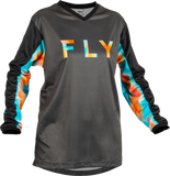 Fly Racing Women's F 16 Jersey Grey/Pink/Blue XL – Lightweight Performance Motocross Jersey
