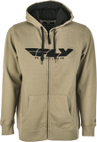 Fly Racing Corporate Zip Up Hoodie Tan and Black XL – Comfortable Midweight Fleece with Logo Detail