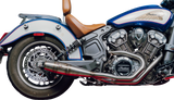 Sawicki Indian Scout Mid-Length Cannon Brushed Stainless Steel 2-Into-1 Exhaust System, Part Number 930-01367