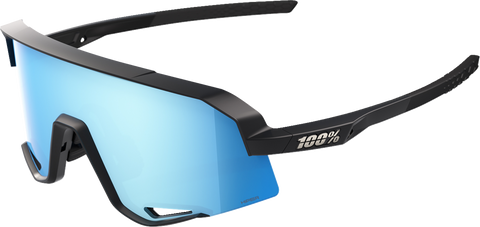 100% Slendale Sunglasses - Matte Black - HiPER Blue Multilayer Mirror Lens 60057-00003