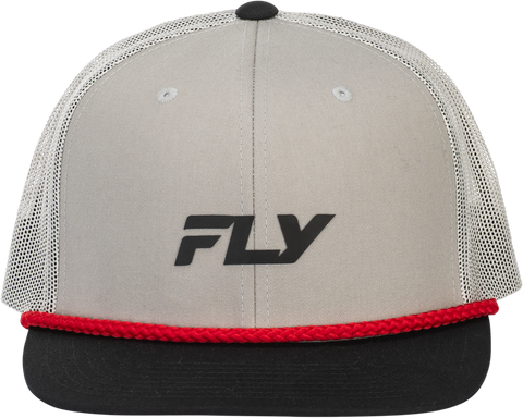 Fly Racing Fly Trucker Hat Grey - Adjustable Snapback with Curved Bill