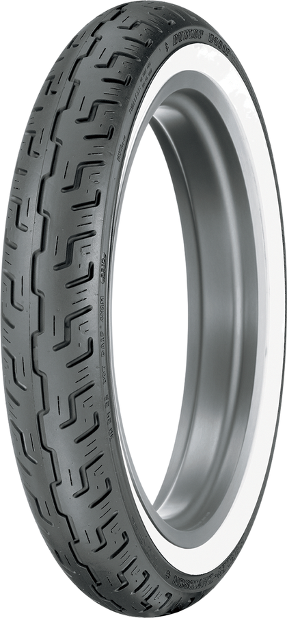 Dunlop D401 Front Cruiser Tire 100/90-19 with Wide Whitewall for Harley-Davidson
