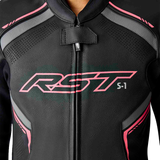 Womens S1 D3o Leather Jacket Blk/Flo Pink Xl