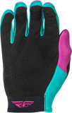 Fly Racing Women's Lite Gloves Pink/Turquoise Small - Minimalist Race Gloves with Touch Screen Compatibility