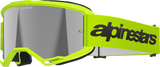 Alpinestars Vision 3 Wordmark Yellow Fluo Goggles with Silver Mirror Lens, Model 5103225-5299