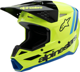 Alpinestars Youth SM3 Radium Helmet Gloss Yellow Fluo/Black/Blue Medium 8301825-5017-YM