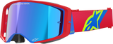 Alpinestars Supertech Corp Goggles with ABS Vision Blue Mirror Lens, Red/Blue, Model 5100325-3055