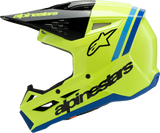 Alpinestars Youth SM3 Radium Helmet Gloss Yellow Fluo/Black/Blue Small 8301825-5017-YS