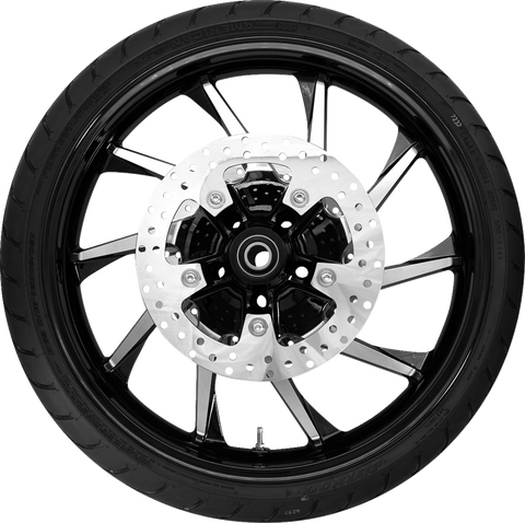 COASTAL MOTO Hurricane Front Wheel - Black Cut 21" with 11.8" Rotors and Dunlop Tire for Harley FLHXST/FLTRXST/FLRT Models