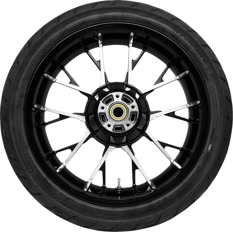 Coastal Moto Marlin Rear Wheel - Black Cut 18 Inch with Dunlop Tire for Harley FLHXST/FLTRXST/FLRT Models