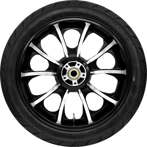 COASTAL MOTO Largo Rear Wheel with Dunlop Tire (18 inch) * Black Cut Finish for Harley FLHXST/FLTRXST/FLRT