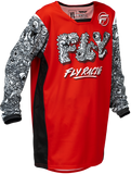FLY RACING Youth Kinetic Mutant Jersey Red/White/Black YL 379-526YL