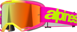 Alpinestars Vision 5 Wordmark Pink/Yellow Fluo Motocross Goggles with Red Mirror Lens, Model 5102425-3085