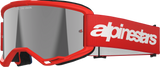 Alpinestars Vision 3 Wordmark Goggles with Red Frame and Silver Mirror Lens 5103325-3094