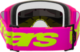 Alpinestars Vision 5 Wordmark Pink/Yellow Fluo Motocross Goggles with Red Mirror Lens, Model 5102425-3085