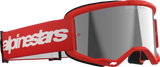 Alpinestars Vision 3 Wordmark Goggles with Red Frame and Silver Mirror Lens 5103325-3094