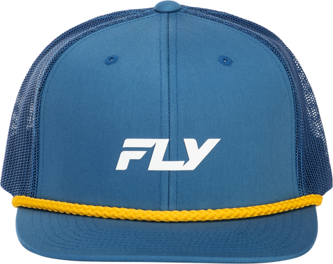 Fly Racing Fly Trucker Hat Blue and Yellow - Adjustable Snapback Cap with Curved Bill