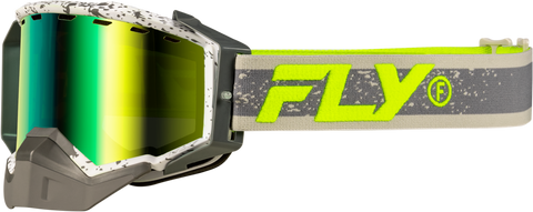 Fly Racing Zone Snow Goggle Gry/Hi Vis with Green Mirror and Yellow Lens